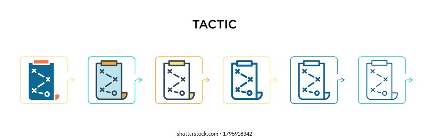 Tactic vector icon in 6 different modern styles. Black, two colored tactic icons designed in filled, outline, line and stroke style. Vector illustration can be used for web, mobile, ui