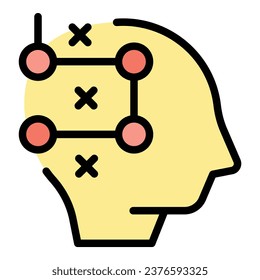 Tactical advantage mind icon outline vector. Decision team. Cost idea color flat