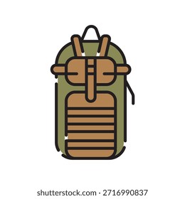 

Mochila táctica, icono de línea negra. Elemento aislado de Vector. Trazo editable