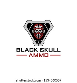 Tactical Black Ammo Skull evil logo design template for military tactical armory company