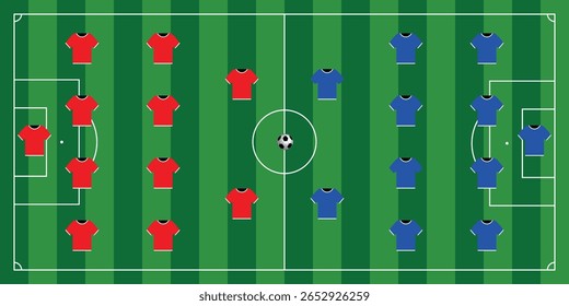Tactical board with 4-4-2 alignment with ball