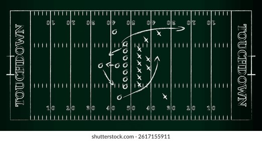 A tactical board with an American football chalk texture