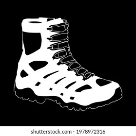 tactical boots white on black background