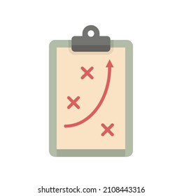Tactical clipboard icon. Flat illustration of tactical clipboard vector icon isolated on white background