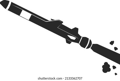 Tactical cruise missile for military operations. Military equipment. Vector image isolated on a white background.
