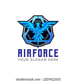 Tactical Eagle Airforce Squadrone Logo Design Template Vector Illustration