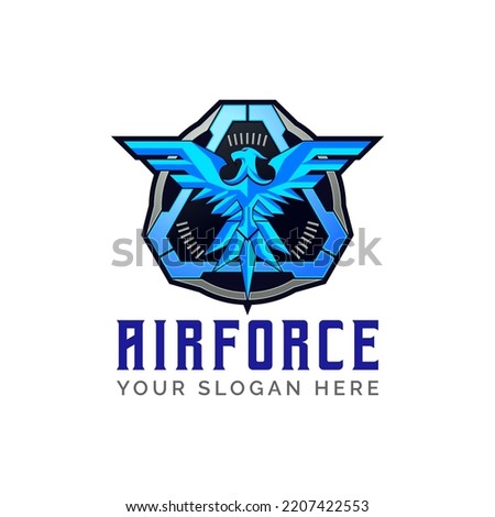 Tactical Eagle airforce squadrone logo design template vector illustration