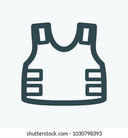 Tactical flak jacket. Bulletproof vest vector icon
