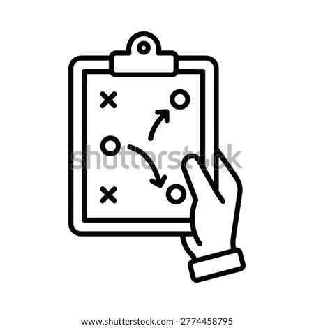 Tactical game plan strategy clipboard icon with strategy clipboard planning