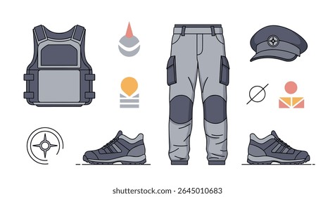 Tactical Gear and Uniform Components A Pixel Art Rendition For Game Design Inspiration