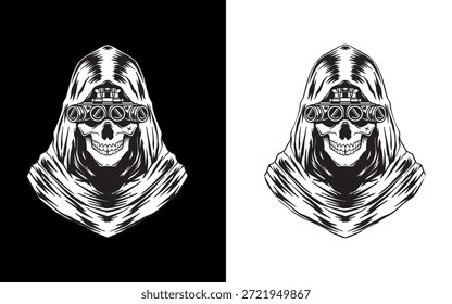 Ilustración vectorial táctica del cráneo del segador