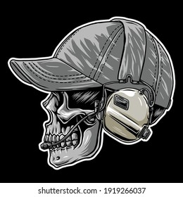 tactical head skull vector, in the dark beground