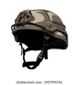 Tactical Helmet Army Vector  In Beground White