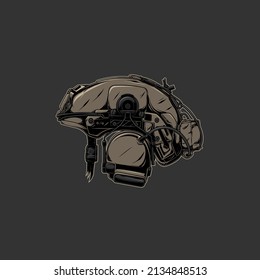 Tactical Helmet Side Facing In The Dark Gray