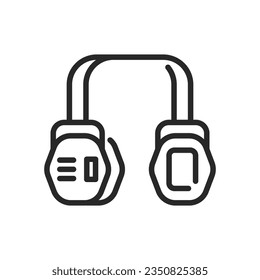 Tactical Jagd Headset Symbol. Vektorlineare Illustration des professionellen Ohrenschutzes. 