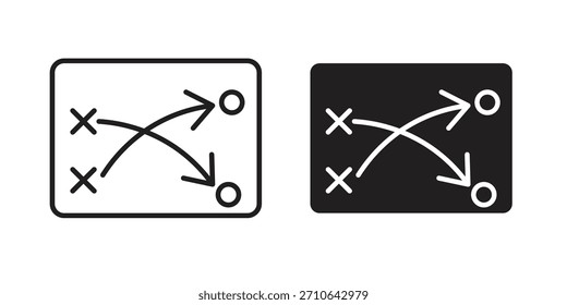 Icono táctico en un diseño de Vector de trazo negro y versión sólida plana sobre fondo blanco