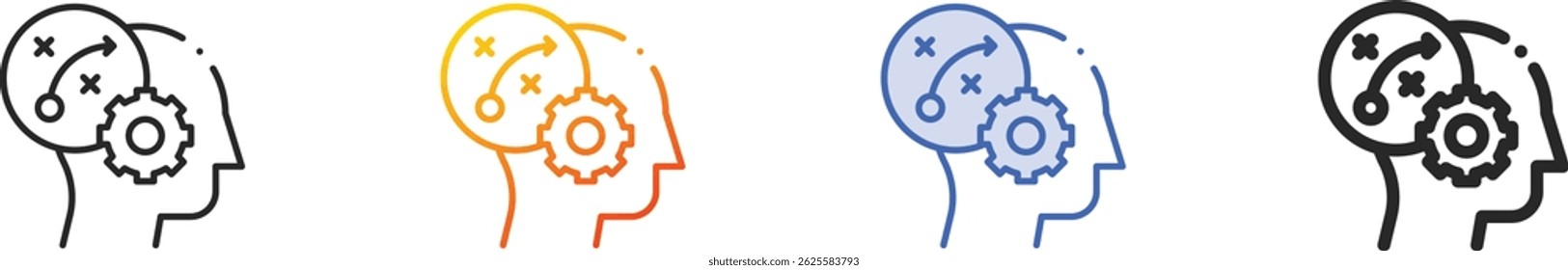 tactical icon.Thin Linear, Gradient, Blue Stroke and bold Style Design Isolated On White Background