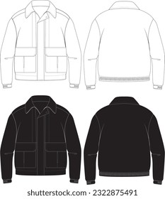 Tactical Jacket Fashion Flat Templates