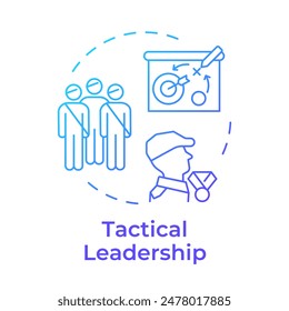 Tactical leadership blue gradient concept icon. Military service, strategy. Army job, soldiers. Round shape line illustration. Abstract idea. Graphic design. Easy to use in infographic, presentation