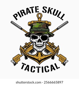 Tactical Logo Stock, Pirate Skull Tactical Logo Vector