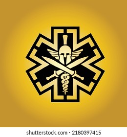 Tactical Medicine (TAC-MED) Spartan Logo, Military, Airsoft , Cosplay, Labe Star Of Life Medic, Patch Sparta MED BADGE TAG.