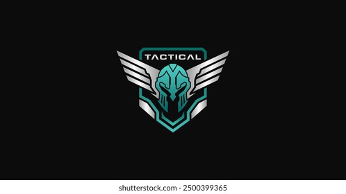 Tactical military warrior helmet wings shield logo