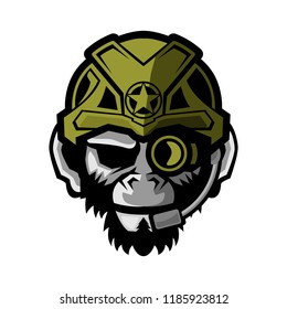 tactical monkey logo icon vector mascot design illustration