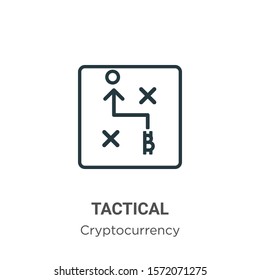 Tactical outline vector icon. Thin line black tactical icon, flat vector simple element illustration from editable cryptocurrency concept isolated on white background