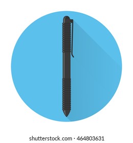 Tactical pen icon. Kubotan. Flat style, long shadow. Vector illustration