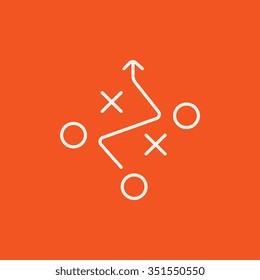Tactical plan line icon for web, mobile and infographics. Vector white icon isolated on red background.
