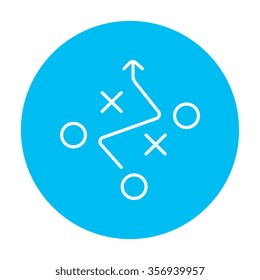 Tactical plan line icon for web, mobile and infographics. Vector white icon on the light blue circle isolated on white background.
