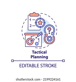 Tactical planning concept icon. Small steps to success. Business strategy type abstract idea thin line illustration. Isolated outline drawing. Editable stroke. Arial, Myriad Pro-Bold fonts used