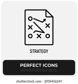 Tactical planning icon for business management. Strategy development. Thin line vector illustration.