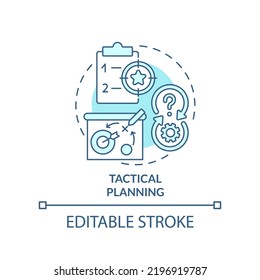 Tactical planning turquoise concept icon. Small steps to success. Business strategy abstract idea thin line illustration. Isolated outline drawing. Editable stroke. Arial, Myriad Pro-Bold fonts used