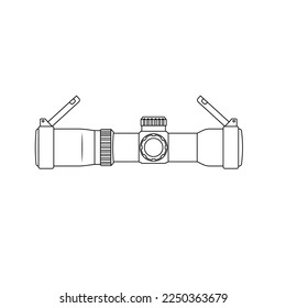Tactical Scope Outline Icon Illustration on Isolated White Background