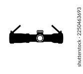 Tactical Scope Silhouette. Black and White Icon Design Element on Isolated White Background