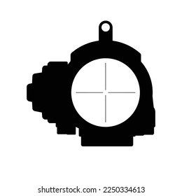 Tactical Scope Silhouette. Black and White Icon Design Element on Isolated White Background