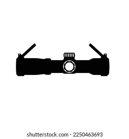 Silhouette de alcance táctico. Elemento de diseño de iconos blancos y negros sobre fondo blanco aislado