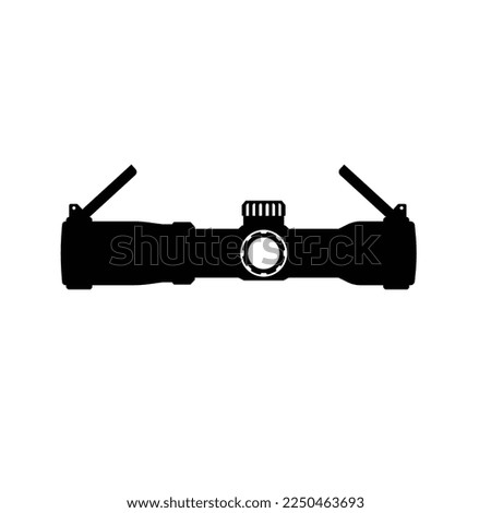 Tactical Scope Silhouette. Black and White Icon Design Element on Isolated White Background