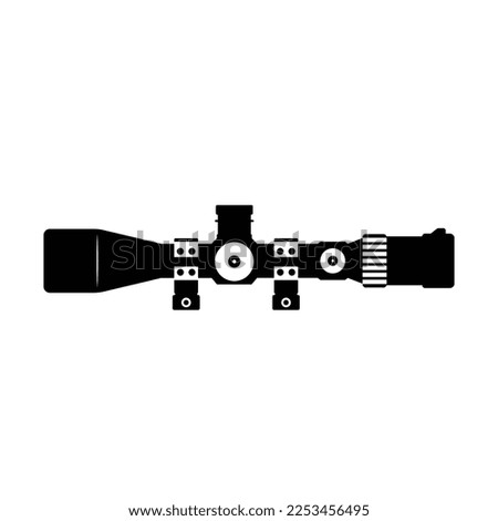Tactical Scope Silhouette. Black and White Icon Design Element on Isolated White Background