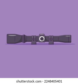 Tactical Scope Vector Icon Illustration. Rifle Attachment Tool. Binocular. Flat Cartoon Style Suitable for Web, Landing Page, Banner, Flyer, Sticker, Wallpaper, Background, Mobile App, UI