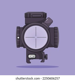 Ilustración del icono del vector de ámbito táctico. Herramienta de fijación del filtro. Binocular. Estilo de caricatura plano adecuado para Web, Landing Page, Banner, Flyer, Sticker, Wallpaper, Background, Mobile App, UI