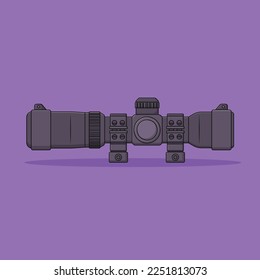 Ilustración del icono del vector de ámbito táctico. Herramienta de fijación del filtro. Binocular. Estilo de caricatura plano adecuado para Web, Landing Page, Banner, Flyer, Sticker, Wallpaper, Background, Mobile App, UI
