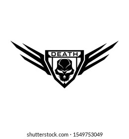 Tactical shield wings skull logo design template for military, armory, tactical, gear, shop, weapon, army, and other