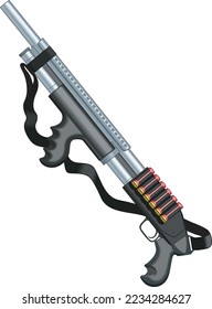 Tactical Shotgun Firearm Vector Illustration