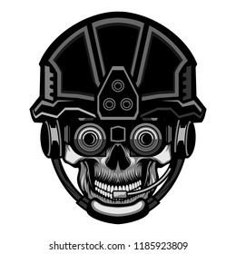 tactical skull head military vector illustration