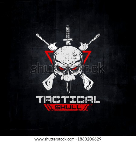 tactical skull logo, skull gun.