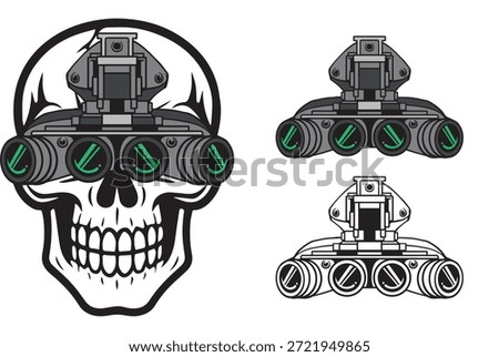 Tactical Skull with Night Vision Goggles Vector Set