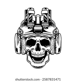 tactical skull vector art illustration