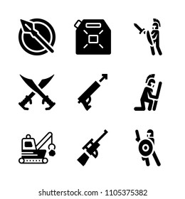 tactical, smoke, shotgun and sharp icons in War vector set. Graphics for web and design
